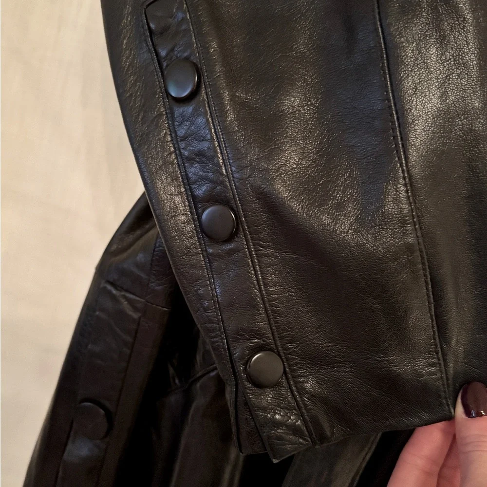 Black Vintage Soft Leather Trench - Picture 2 of 5